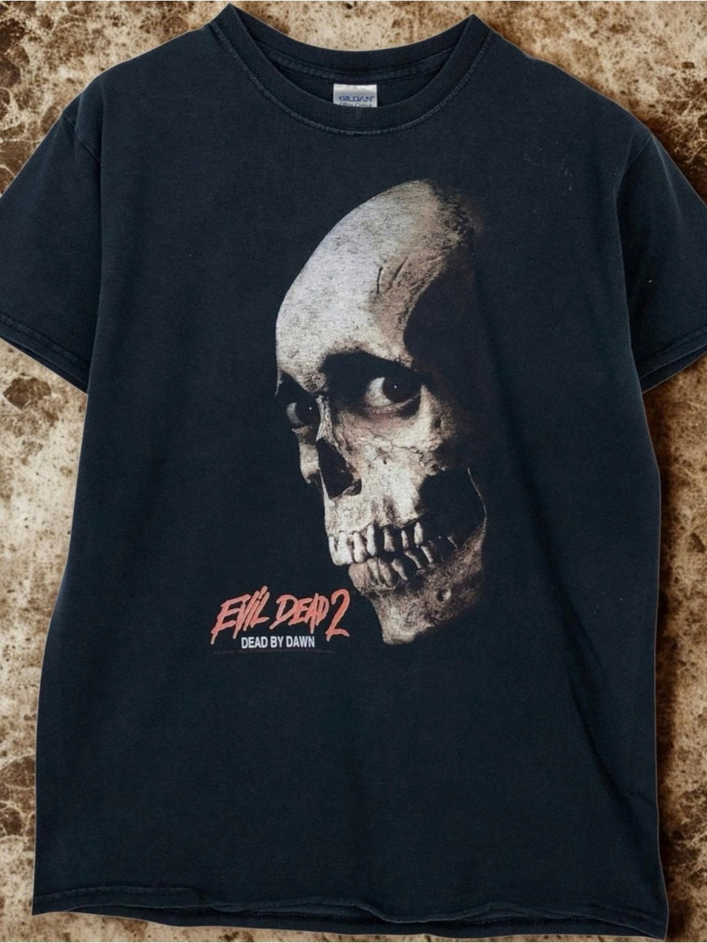 Gildan Black Short-Sleeve Tee with Skull Graphic